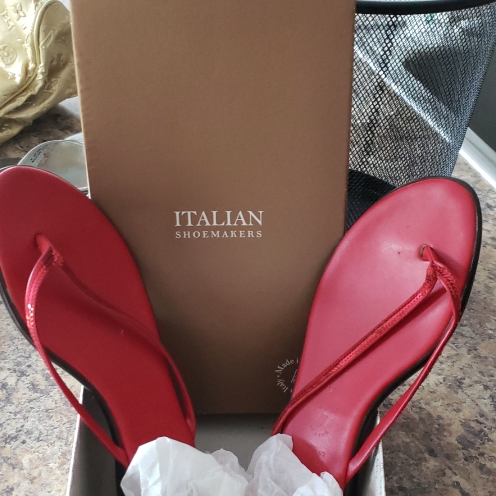 Red flats Italian Shoe Makers Size 10